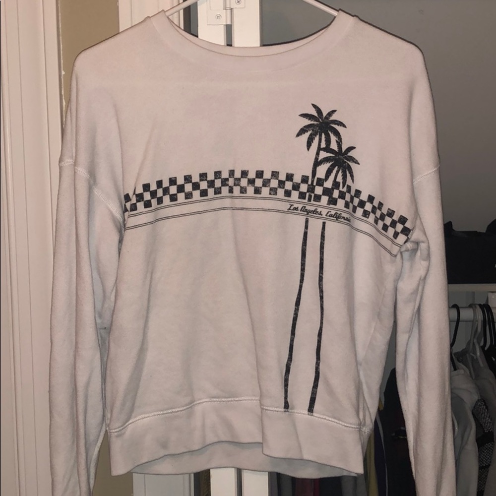 white crew neck cropped sweater